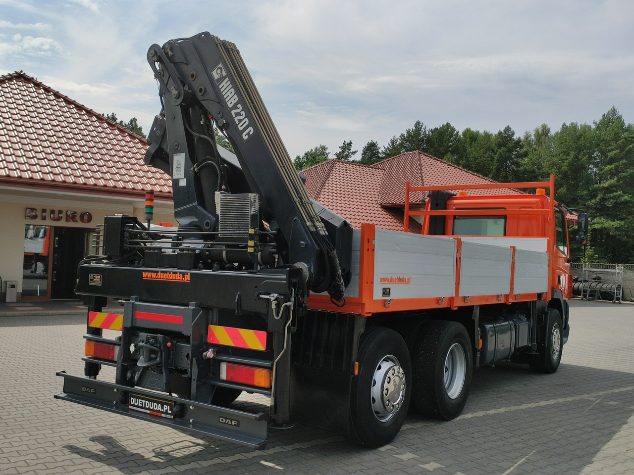 Flakbil, Kranbil DAF CF 85.380 6x2 Oś Skrętna Skrzynia HDS HIAB 220C + Pilot: bild 6