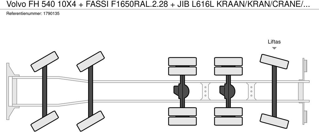 Kranbil, Flakbil Volvo FH 540 10X4 + FASSI F1650RAL.2.28 + JIB L616L KR: bild 29