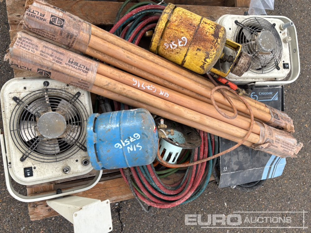 Entreprenadutrustning Pallet of Various Gas Burners, Ventilators, Knapsack Sprayers, Hose Reels: bild 10